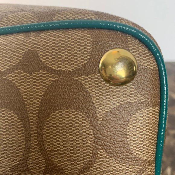 Coach Khaki Peyton Signature Cora Domed Satchel - Picture 6 of 8